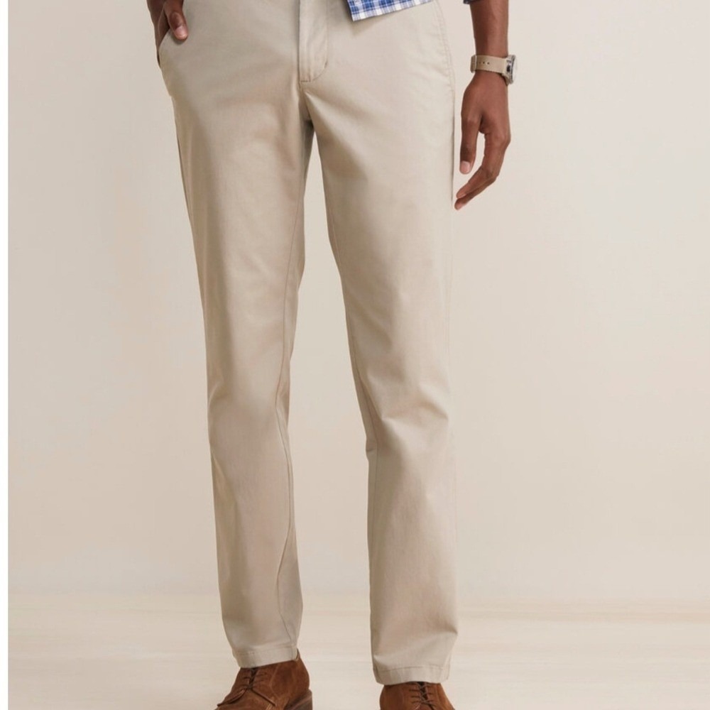 Vineyard Vines Mens Breaker Chino‎ Pants Khaki Tan Stretch Straight 34x32 Logo